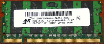 Micron 2GB 2RX8 PC2-6400S-666-13-ZZ DDR2 SO-DIMM HP Notebook RAM MT16HTF24664HY-800G1